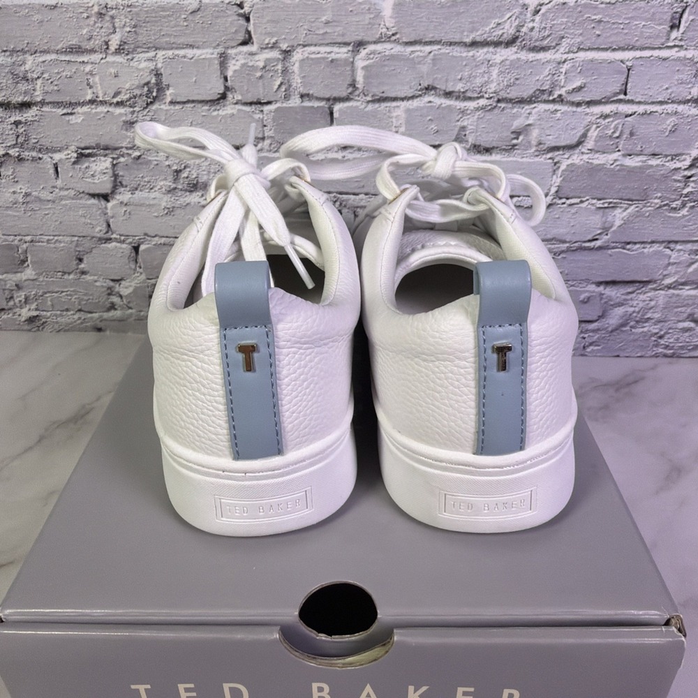Ted Baker "Bailey Icon" Women's Classic Leather Tennis Shoe (Blue-White) Size 8 - Picture 4 of 8
